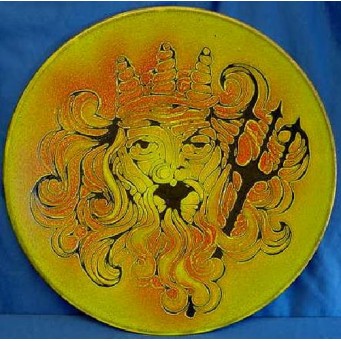 POOLE POTTERY AEGEAN NEPTUNE SEA GOD 35cm WALL DISPLAY CHARGER DISH 